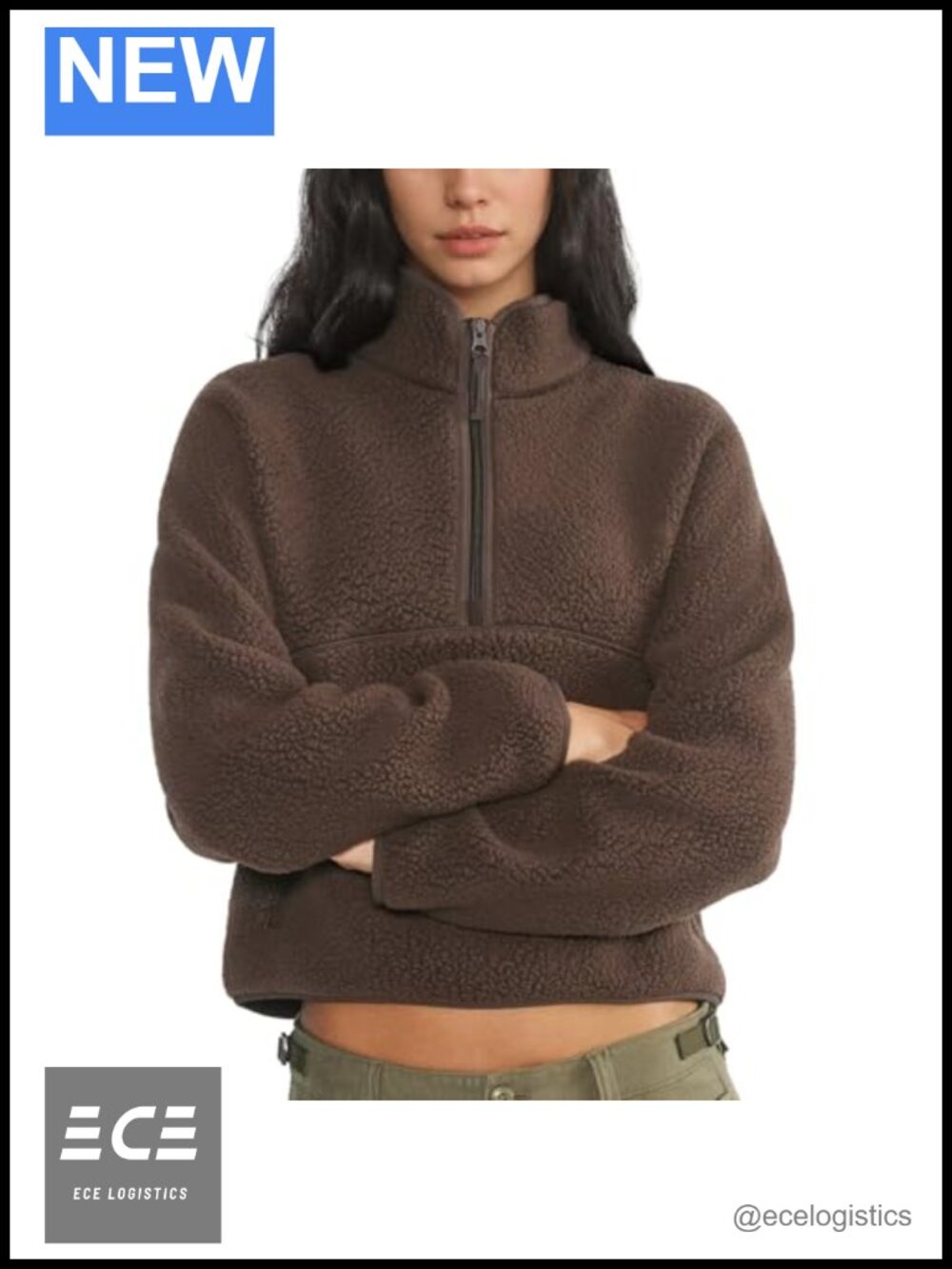 Womens Quarter Zip Fleece Pullover Sherpa Sweatshirt Warm Jacket